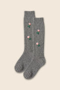 Gray socks with floral embroidery 