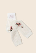 White lace socks with floral beaded embroidery 
