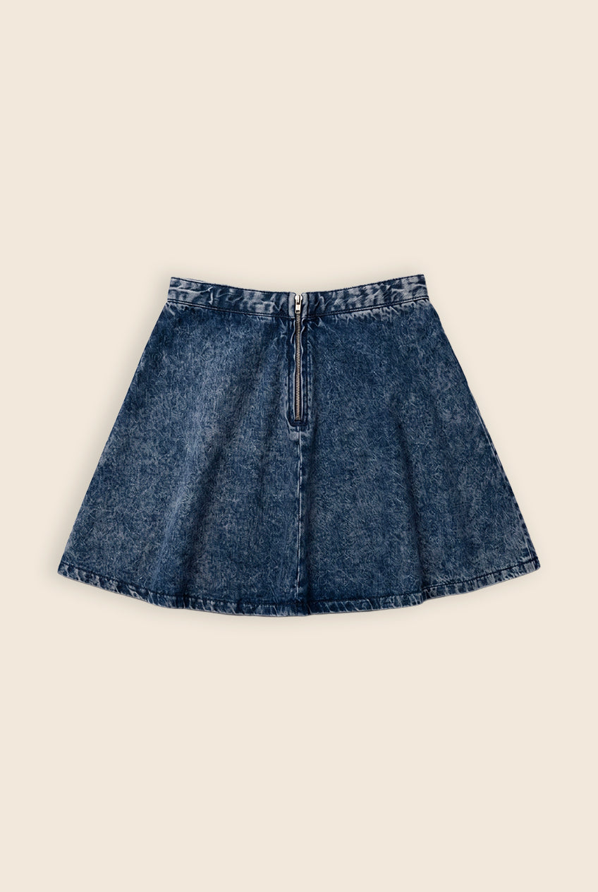 VINTAGE UPCYCLE DROP / Embroidered Denim Skirt