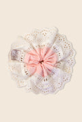 Pink hair scrunchie with lace details 
