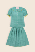 Green gingham Co-ord set with yellow trim scallop details
